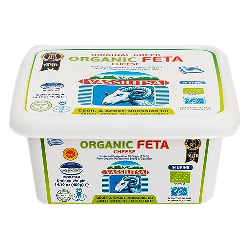 Vassilitsa BIO Feta in Salzlake - 1x 400gramm Behälter - BIO Fetakäse BIO Schafkäse BIO griechischer Feta Schafskäse 43% Fett i.Tr. aus Griechenland Plastikbehälter glutenfrei Halal biologisch von Vassilitsa