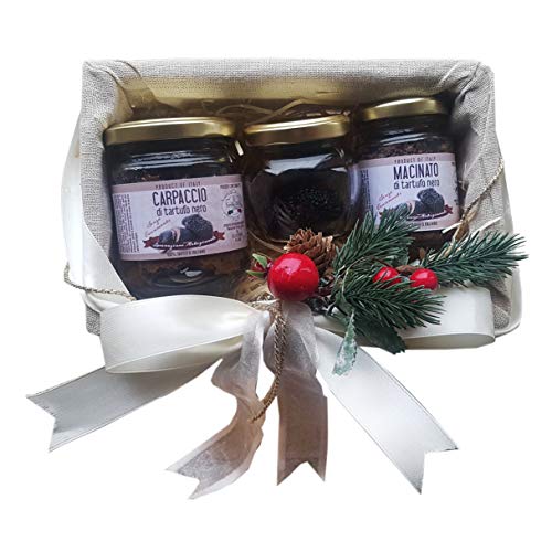 Handgefertigter bunter Geschenkbox mit 3 Trüffelprodukten 100% italienisch- tolle Geschenkidee (100% Trüffel) von Vecchio Borgo Tartufi & Funghi