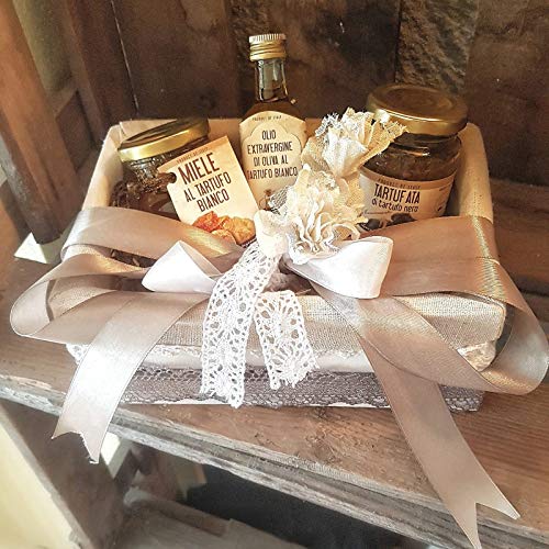 Handgefertigter bunter Geschenkbox mit 3 Trüffelprodukten 100% italienisch- tolle Geschenkidee (Honig Butter Sauce mit Trüffel) von Vecchio Borgo Tartufi & Funghi