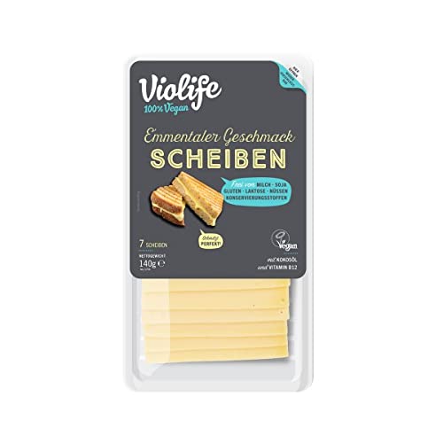 Veganer Violife SCHEIBEN Emmentaler Geschmack, 140g | Käseersatz in Scheiben | Vegane Käse-Alternative zu Emmentaler Käse | Laktosefrei Glutenfrei von Veganer