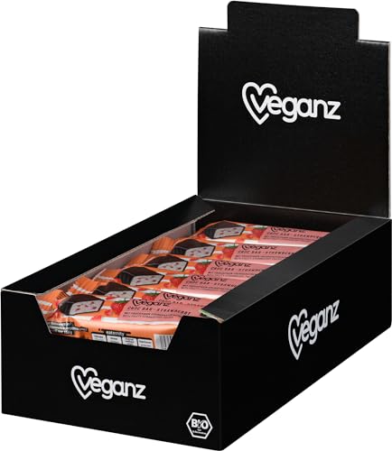 Veganz BIO Choc Bar Strawberry mit cremiger Erdbeer-Füllung in Zartbitterschokolade - Veganer Schokoriegel 18 x 35g von Veganz