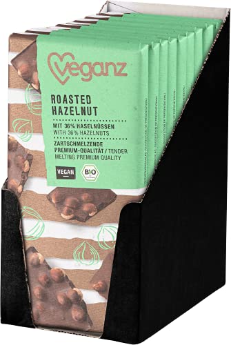 Veganz BIO Roasted Hazelnut - Vegane Schokolade mit gerösteten Haselnüssen Knackig Vegan - 10 x 90g von Veganz