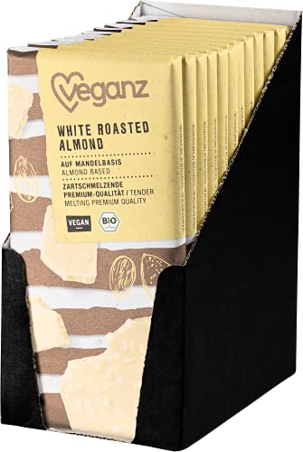 Veganz BIO White Roasted Almond - Weiße Vegane Schokolade mit gerösteten Mandeln Weiß Vegan - 12 x 80g von Veganz