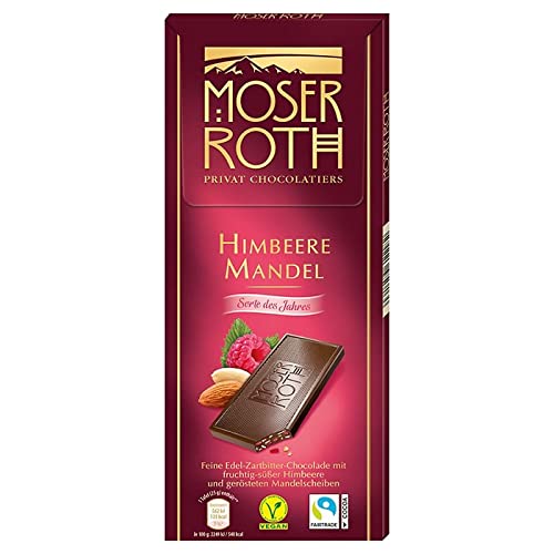 Moser Roth Himbeere Mandel (Vegane Schokolade laktosefrei mit Himbeere & Mandeln) 125g von Veggie