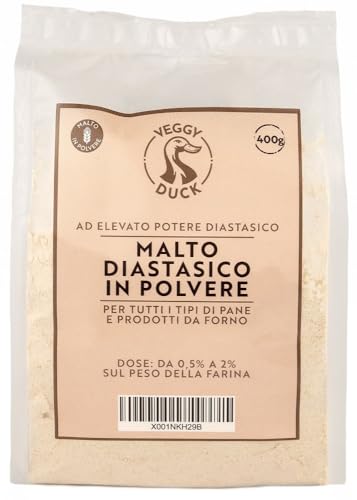 Veggy Duck - Diastatisches Backmalz (400g) | Enzymaktiv und Ballaststoffreich | Nur aus Gerstenmalz Hergestellt | Natürlicher Mehlzusatz für bessere Hefegärung und Bräunung | Made in Italy von Veggy Duck