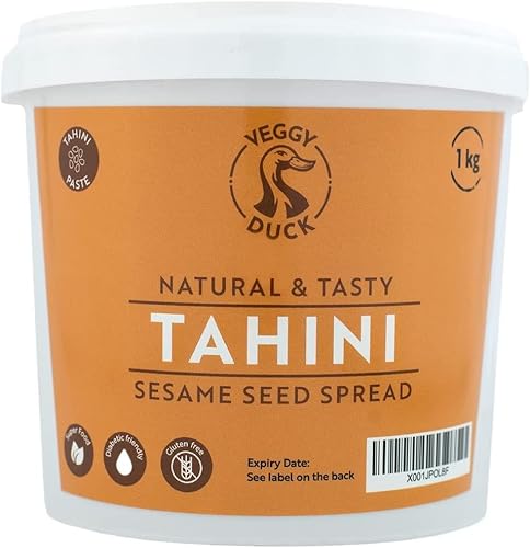 Veggy Duck - Tahinipaste (1Kg) - Tahini | Geröstete und Gepresste Sesamsamen | GVO-frei | Vegan | Reichhaltiger Cremiger Geschmack für Hummus von Veggy Duck