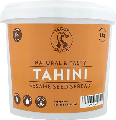 Veggy Duck - Tahinipaste (1Kg) - Tahini | Geröstete und Gepresste Sesamsamen | GVO-frei | Vegan | Reichhaltiger Cremiger Geschmack für Hummus von Veggy Duck