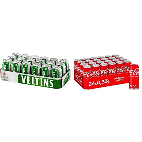 VELTINS Pilsener, EINWEG (18 x 0.33 l Dose) & Coca-Cola Classic, Pure Erfrischung mit unverwechselbarem Coke Geschmack in stylischem Kultdesign, EINWEG Dose (24 x 330 ml) von Veltins