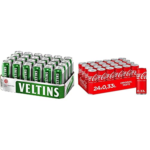 VELTINS Pilsener, EINWEG (24 x 0.5 l Dose) & Coca-Cola Classic, Pure Erfrischung mit unverwechselbarem Coke Geschmack in stylischem Kultdesign, EINWEG Dose (24 x 330 ml) von Veltins