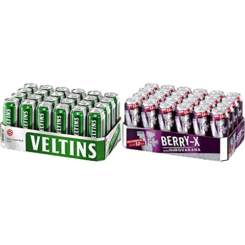 VELTINS Pilsener, EINWEG (24 x 0.5 l Dose) & V+ Berry-X Biermischgetränk, EINWEG (24 x 0.5 l Dose) von Veltins