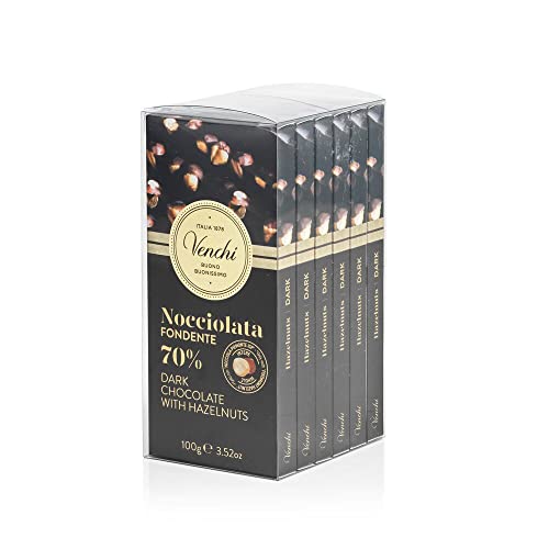 Venchi - 6er Pack 70% Zartbitterschokoladenriegel und ganze Haselnüsse, 600 g - Glutenfrei - Vegan Venchi - 6er Pack 70% Zartbitterschokoladenriegel und ganze Haselnüsse, 600 g - Glutenfrei - Vegan von Venchi