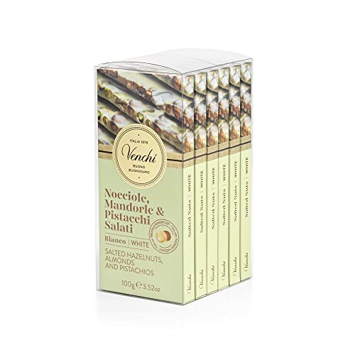 Venchi - 6er-Pack gesalzene weiße Schokoladentafeln mit Haselnüssen, Mandeln und Pistazien, 600 g - Glutenfrei Venchi - 6er-Pack gesalzene weiße Schokoladentafeln mit Haselnüssen, Mandeln und Pistazien, 600 g - Glutenfrei von Venchi