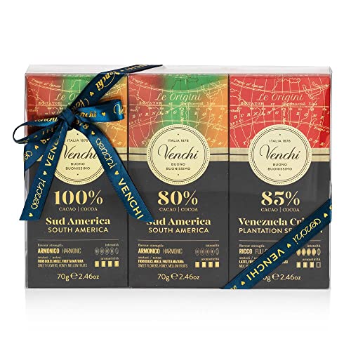 Venchi - 6er-Pack zartbittere Schokolade aus Südamerika 80%, 85%, 100%, 420 g - Glutenfrei - Vegan von Venchi