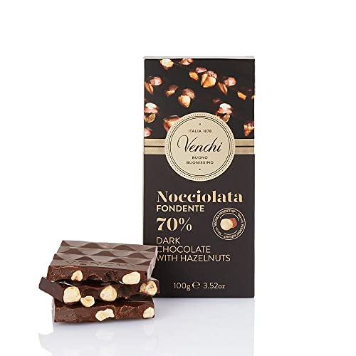 Venchi - 70 % Haselnussriegel mit Zartbitterschokolade aus südamerikanischem Kakao und Piemont-Haselnuss, 100 g - Glutenfrei von Venchi