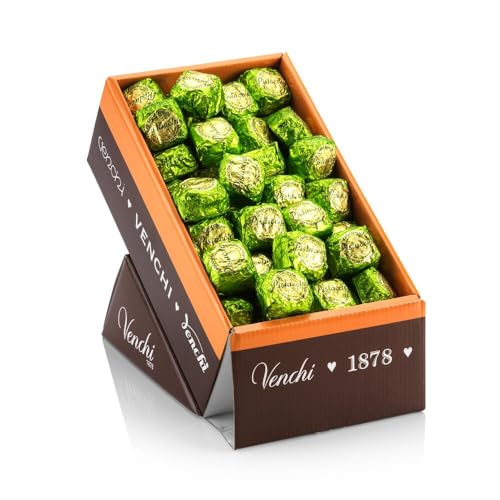 Venchi - Chocoviar Pistazie Ausstellerbox - Zartbitterschokolade gefüllt mit Pistazien-Gianduia und ganzen Pistazien -Packung mit 64 Stück, 1235 g - Glutenfrei von Venchi