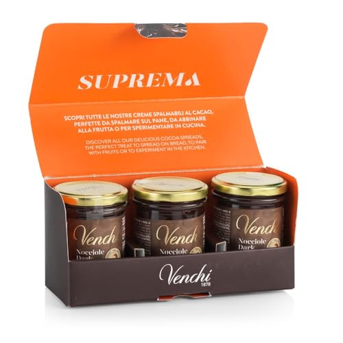 Venchi - Set Streichcreme Zartbitter und Haselnuss - Set 3 Gläschen - IGP-Piemont Haselnuss, 600 g - Glutenfrei - Vegan Venchi - Set Streichcreme Zartbitter und Haselnuss - Set 3 Gläschen - IGP-Piemont Haselnuss, 600 g - Glutenfrei - Vegan von Venchi
