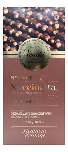Venchi Maxi-Tafel mit Milchschokolade mit ganzen Haselnüssen, 800 g- glutenfrei von Venchi