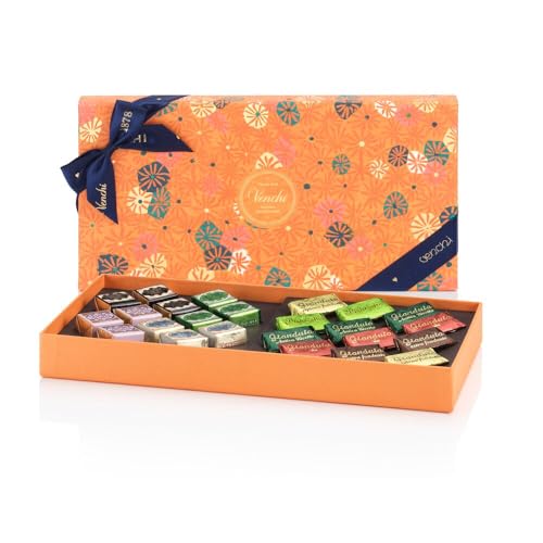 Venchi – Murrine Kollektion – Orangefarbene Geschenkbox mit sortierten Cremini und Gianduiotti-Pralinen, 246 g – Mit IGP-Piemont Haselnuss – Glutenfrei - Geschenkidee Venchi – Murrine Kollektion – Orangefarbene Geschenkbox mit sortierten Cremini und Gianduiotti-Pralinen, 246 g – Mit IGP-Piemont Haselnuss – Glutenfrei - Geschenkidee von Venchi