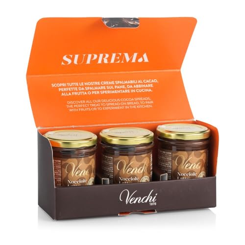 Venchi - Set Streichcreme Milch- und Haselnussschokolade - Set 3 Gläschen - IGP-Piemont Haselnuss, 600 g - Glutenfrei Venchi - Set Streichcreme Milch- und Haselnussschokolade - Set 3 Gläschen - IGP-Piemont Haselnuss, 600 g - Glutenfrei von Venchi