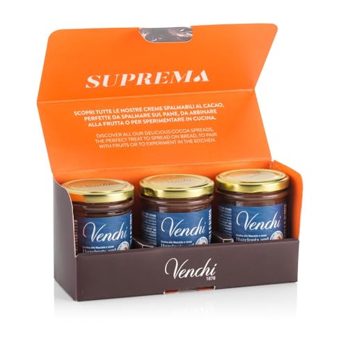 Venchi – Set Streichcreme NO Zuckerzusatz, Set 3 Gläschen - Mit IGP-Piemont Haselnuss, 600 g – NO künstliche Süßungsmittel – Glutenfrei Venchi – Set Streichcreme NO Zuckerzusatz, Set 3 Gläschen - Mit IGP-Piemont Haselnuss, 600 g – NO künstliche Süßungsmittel – Glutenfrei von Venchi