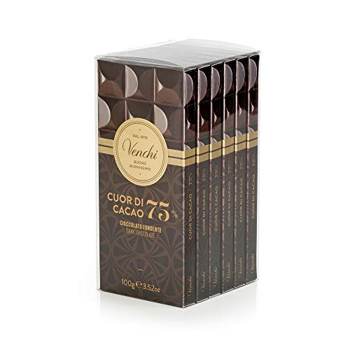 Venchi Set mit verpackten Tafeln Cuor di Cacao 75 %, 600 g– Extra Zartbitterschokolade glutenfrei von Venchi