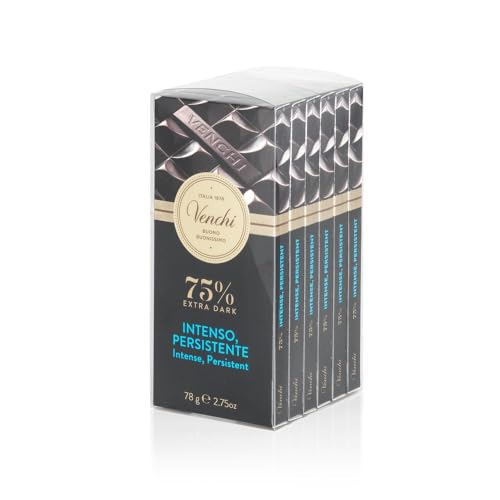 Venchi - Set mit 6 Tafeln Extrabitterschokolade 75 %, 468 g - Glutenfrei - Vegan - Geschenkidee Venchi - Set mit 6 Tafeln Extrabitterschokolade 75 %, 468 g - Glutenfrei - Vegan - Geschenkidee von Venchi