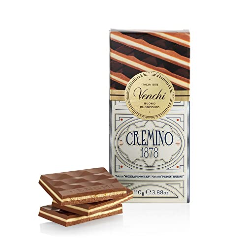 Venchi Tafel Cremino 1878, 110 g – Milchschokolade mit Haselnüssen Gianduja und weißer Schokolade mit Mandelpaste – glutenfrei von Venchi