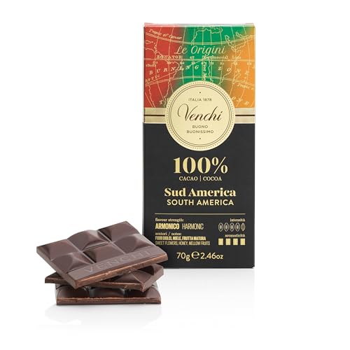 Venchi - Tafel Südamerika 100%, 70 g – Zartbitterschokolade 100% mit aromatischem Geschmack – Vegan – Glutenfrei von Venchi