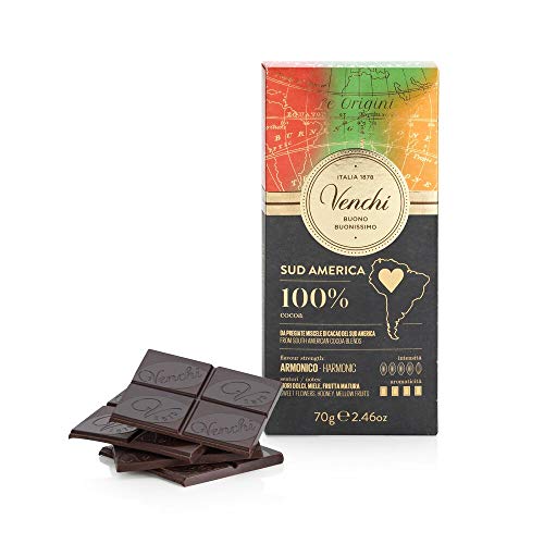 Venchi - Tafel Südamerika 100%, 70 g – Zartbitterschokolade 100% mit aromatischem Geschmack – Vegan – Glutenfrei von Venchi