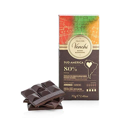 Venchi Tafel Südamerika 80%, 70 g – Zartbitterschokolade 80% mit aromatischem Geschmack – Vegan – Glutenfrei von Venchi
