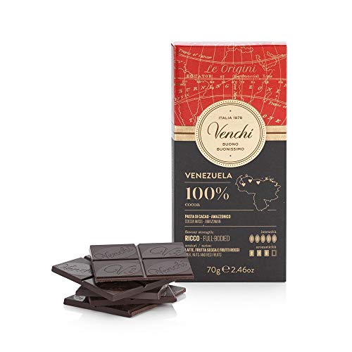 Venchi Tafel aus Zartbitterschokolade 100% Venezuela, 70 g – Schokolade aus einziger Herkunft – glutenfrei von Venchi