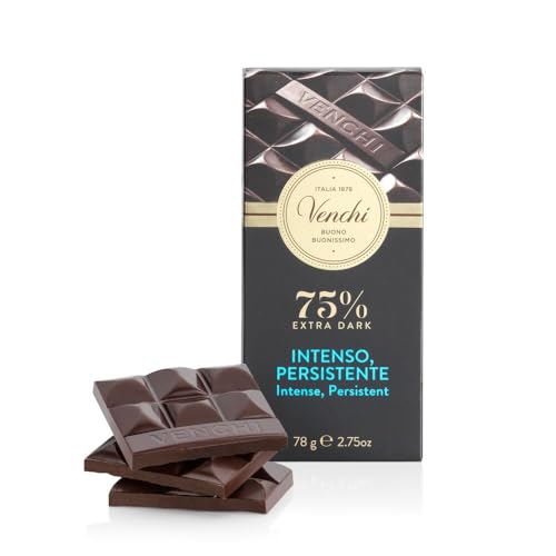 Venchi - Tafel Extrabitter Barrique 75%, 78 g - mit ausgewählten Kakaomischungen - Glutenfrei - Vegan von Venchi