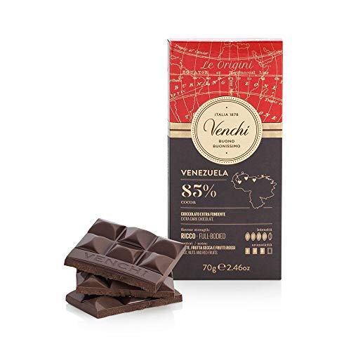Venchi Tafel aus Zartbitterschokolade 85%, Venezuela, 70 g – Schokolade aus einziger Herkunft – Glutenfrei von Venchi