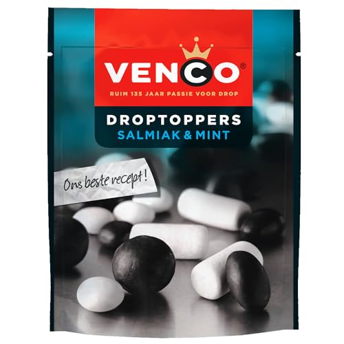 10x Venco Droptoppers Salmiak & Mint 215g I Lakritz- und Minz Lakritz-Mix I Lakritz Drops aus den Niederlanden I Holländische Lakritze I Drop aus Holland von Venco
