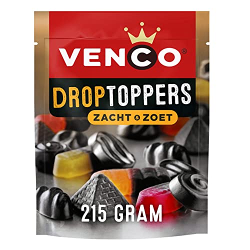 10x Venco Droptoppers Zacht & Zoet Lakritz-Mix 210g I Mischung mit Lakritz und Fruchtgeschmack I Süße und Weiche mix aus holländische lakritz I Holland Drop Dropjes Weich und Süß von Venco