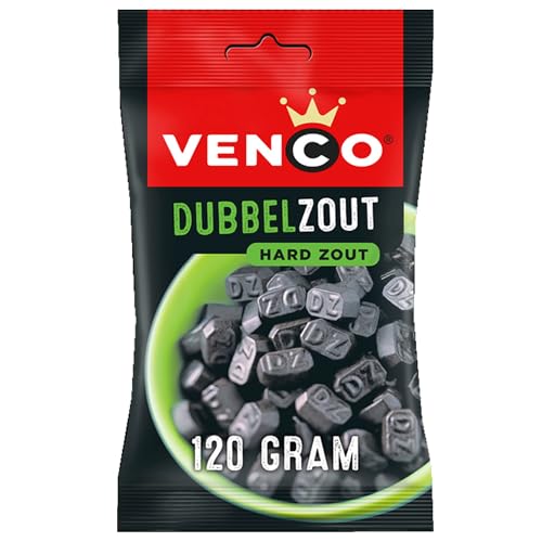 12x Venco Dubbelzout - Hard Zout Drop aus Holland I Doppelt Salzige Lakritz I Salzlakritz aus den Niederlanden 120g von Venco