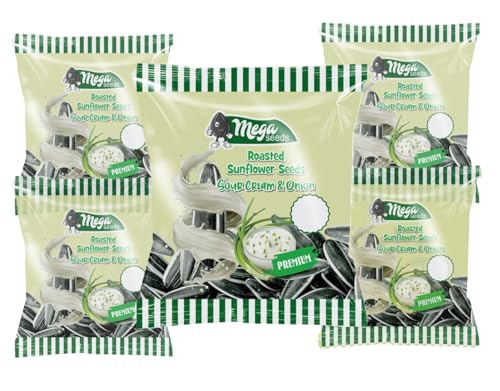 Vendigo Mega Seeds Sonnenblumenkerne | geröstet | Sour Cream & Onion Geschmack (5x 120g) von Vendigo