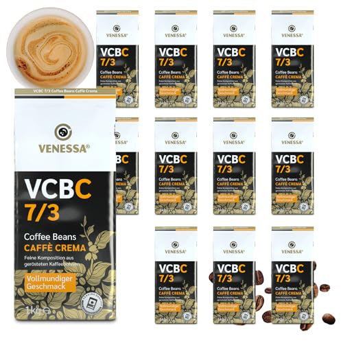 VENESSA Caffè Crema VCBC 7/3 ganze Kaffeebohnen 12er Pack x 1kg Kräftig Cremig - Kaffee für Vending - schonend geröstet, 70% Arabica 30% Robusta… VENESSA Caffè Crema VCBC 7/3 ganze Kaffeebohnen 12er Pack x 1kg Kräftig Cremig - Kaffee für Vending - schonend geröstet, 70% Arabica 30% Robusta… von Venessa