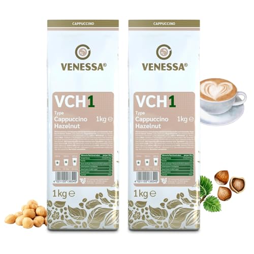 VENESSA VCH 1 Cappuccino Haselnuss 2 x 1kg Probierpack - Löslicher Instantkaffee mit Haselnussgeschmack - Aromatisch Cremig - Alle Kaffeevollautomaten Vending & Office von Venessa