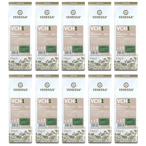 VENESSA VCH 1 Cappuccino Hazelnut 10 x 1kg Sehr ergiebig - Vorratspack - Löslicher Instantkaffee mit Haselnussgeschmack - Aromatisch Cremig - Alle Kaffeevollautomaten Vending & Office von Venessa