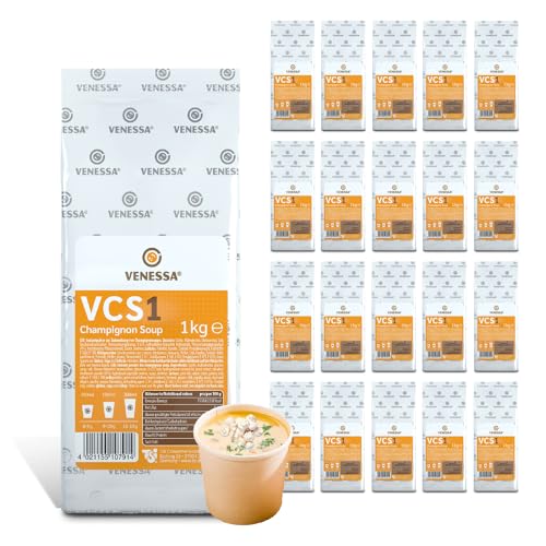 VENESSA VCS 1 Champignonsuppe 20 x 1kg - Vorteilspack - Cremige Pilzsuppe Raffiniert abgerundet mit Gewürzen für Automaten - Automatensuppe - für Gastronomie von Venessa