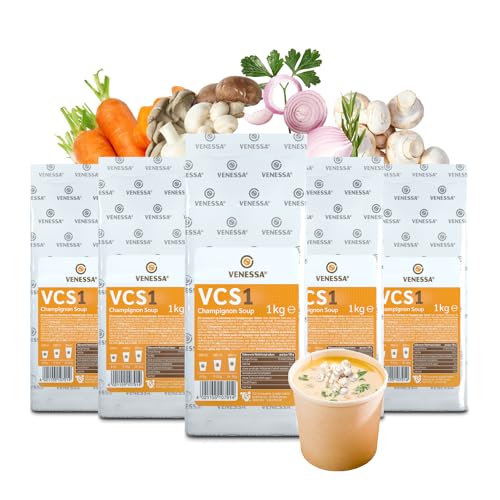 VENESSA VCS 1 Champignonsuppe 5 x 1kg - Champignon Cremesuppe - Suppenpulver für Feine Cremige Soup - Automatensuppe - Vorratspackung Für Vending und Automaten von Venessa