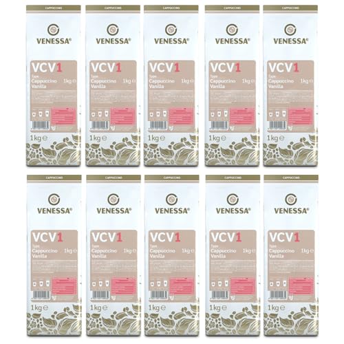 VENESSA VCV1 Cappuccino Vanilla 10 x 1kg - Vorteilspack - Instantkaffee mit Vanillegeschmack - Cremiger Cappuccino mit feiner Vanillenote - Alle Kaffeevollautomaten geeignet von Venessa