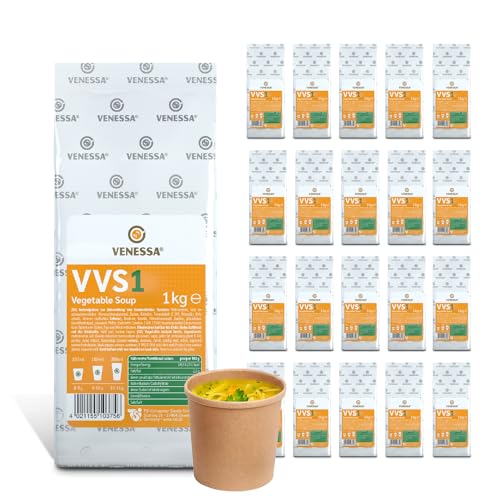 VENESSA VTS 1 Feine Gemüsesuppe 20 x 1kg - Vorteilspack - Feine Gemüsebrühe Raffiniert abgerundet mit Gewürzen für Automaten - Automatensuppe - Perfekt für Gastronomie B2B von Venessa