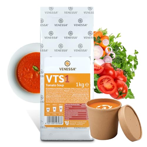VENESSA VTS 1 Tomaten Suppe 1kg Vending Probierpack - Fruchtig Vegetarisch Instant Automatensuppe italienischer Art - Löslich & hohe Ergiebigkeit - Für Suppenautomat von Venessa