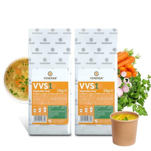 VENESSA VVS1 Feine Gemüsebrühe 2 x 1kg - Vending Maschine Suppenpulver - Vegetable Soup - Vegetarisch Automatensuppe - Gemüsesuppe ohne Klumpen - Schnelle Zubereitung Automatengeeignet von Venessa