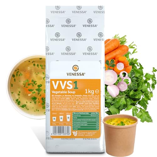 VENESSA VVS1 Gemüsesuppe 1kg Vending Probierpack - Vegetarisch Instant Automatensuppe - Löslich & hohe Ergiebigkeit - Vegetable Soup Für Suppenautomat von Venessa