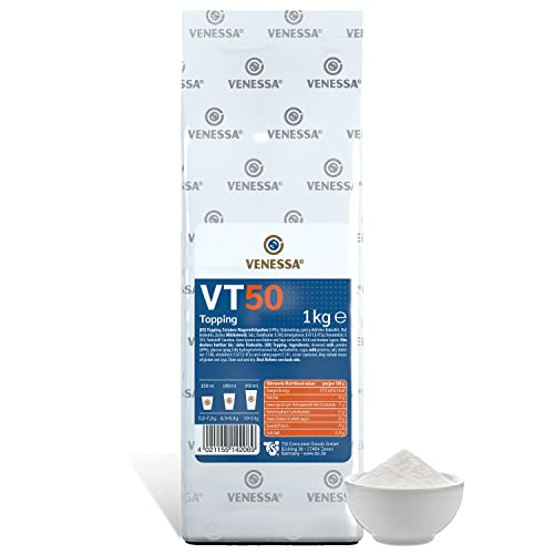 Venessa VT 50 Milchpulver Topping 1kg Packung für Kaffee-Vollautomaten, (50% Magermilchpulver) feinporiger, stabiler Schaum, hochwertiges Kaffee Topping zur Verfeinerung von Kaffee & Cappuccino von Venessa