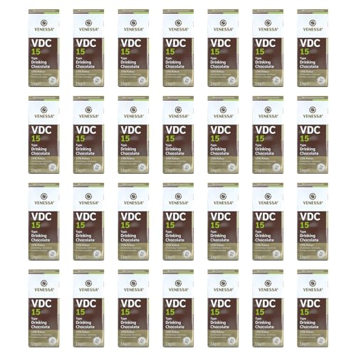 Venessa VDC 15 Trinkschokolade 30 x 1kg in Aromaschutzbeutel - 15% Premium Kakao und Milchanteil, Kakaopulver für cremige heiße Schokolade, leicht süß, angenehm mit feiner Kakaonote von Venessa