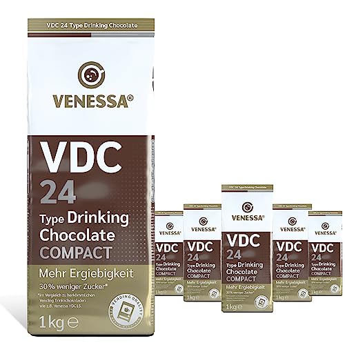 Venessa VDC 24 Kakaopulver 5 x 1kg, Trinkschokolade mit 24% Premium Kakao und Milchanteil für Automaten und Vending von Venessa